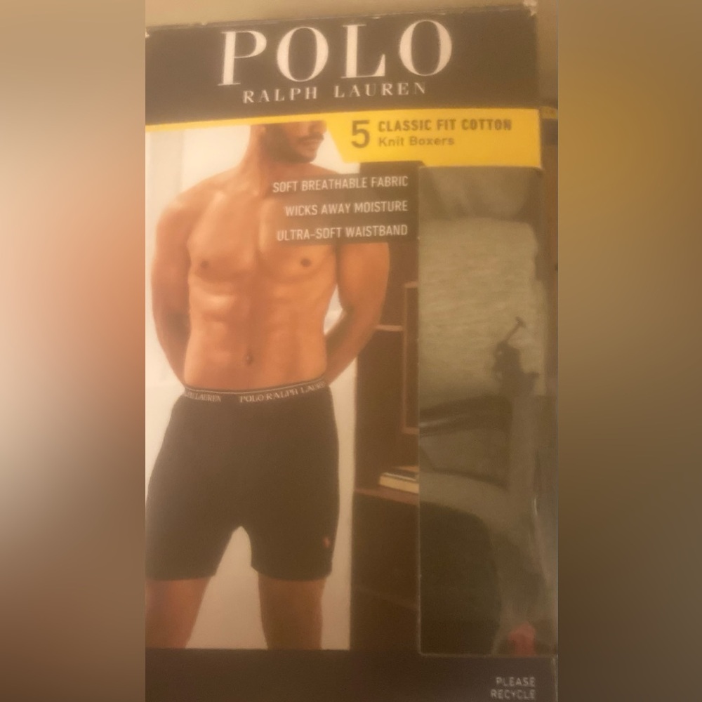 Polo by Ralph Lauren 5-pk 100% Cotton Knit Boxers Size XL New in Pkg MSRP $69.50